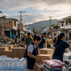 Volunteers distributing earthquake relief supplies in Colombia